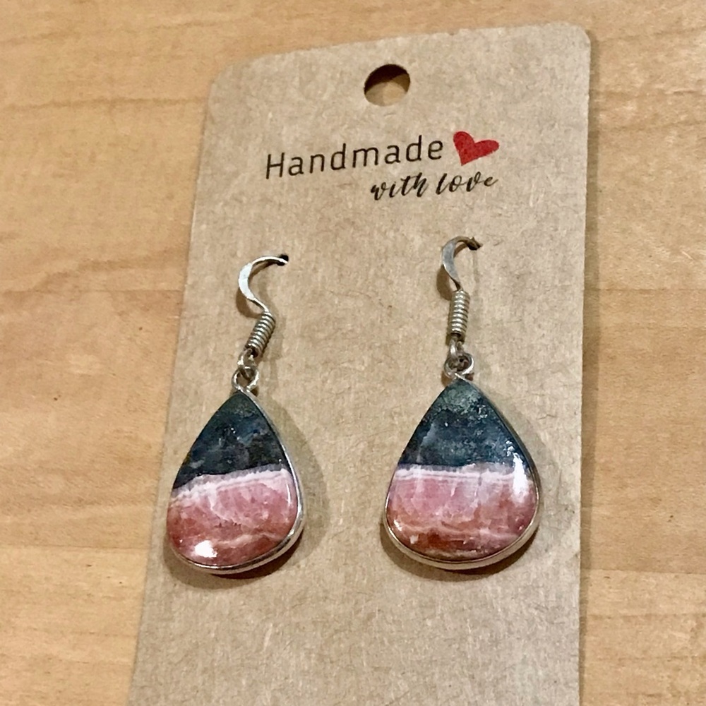 Beautiful Rhodochrosite Teardrop Earrings